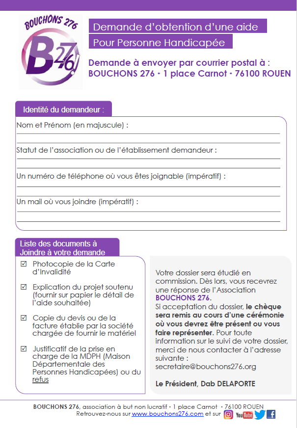 FORMULAIRE – BOUCHONS 276